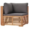 Canapé d'angle de jardin avec coussin gris Bois de teck solide 538039538039
