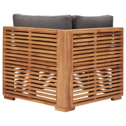 Canapé d'angle de jardin avec coussin gris Bois de teck solide 538039538039