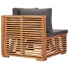 Canapé d'angle de jardin avec coussin gris Bois de teck solide 538039538039