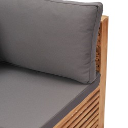 Canapé d'angle de jardin avec coussin gris Bois de teck solide 538039538039
