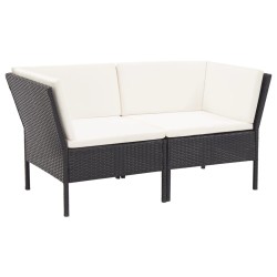 Salon de jardin 6 pcs avec coussins résine tressée noir 538043538043