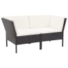 Salon de jardin 6 pcs avec coussins résine tressée noir 538043538043