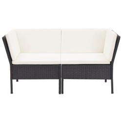 Salon de jardin 6 pcs avec coussins résine tressée noir 538043538043