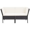 Salon de jardin 6 pcs avec coussins résine tressée noir 538043538043