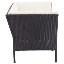 Salon de jardin 6 pcs avec coussins résine tressée noir 538043538043