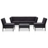 Salon de jardin 6 pcs avec coussins résine tressée noir 538044538044