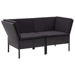 Salon de jardin 6 pcs avec coussins résine tressée noir 538044538044