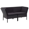 Salon de jardin 6 pcs avec coussins résine tressée noir 538044538044