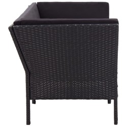 Salon de jardin 6 pcs avec coussins résine tressée noir 538044538044