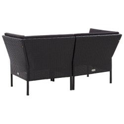 Salon de jardin 6 pcs avec coussins résine tressée noir 538044538044