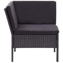 Salon de jardin 6 pcs avec coussins résine tressée noir 538044538044