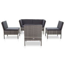 Salon de jardin 6 pcs avec coussins résine tressée gris 538050538050