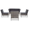 Salon de jardin 6 pcs avec coussins résine tressée gris 538050538050