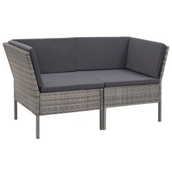 Salon de jardin 6 pcs avec coussins résine tressée gris 538050538050