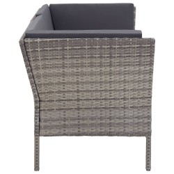 Salon de jardin 6 pcs avec coussins résine tressée gris 538050538050