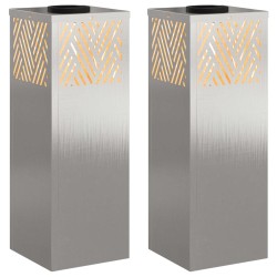 Lumière de chemin LED solaire 2 pcs Argenté Acier inoxydable 538058538058