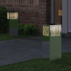 Lumière de chemin LED solaire 2 pcs Argenté Acier inoxydable 538058538058