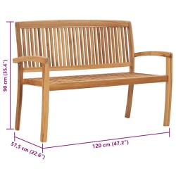 Banc 2 places empilable de jardin 120 cm Bois de teck solide 538071538071