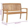 Banc 2 places empilable de jardin 120 cm Bois de teck solide 538071538071