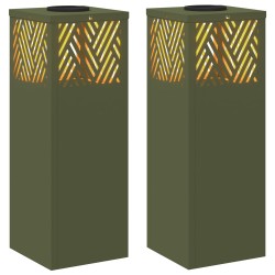 Lumière de chemin LED solaire 2 pcs Vert olive 538079538079