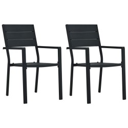 Chaises de jardin lot de 2 Noir PEHD Aspect de bois 538083538083