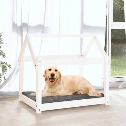 Lit pour chien Blanc 81x60x70 cm Bois de pin solide 538085538085