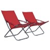 Chaises pliables de plage lot de 2 Tissu Rouge 538096538096