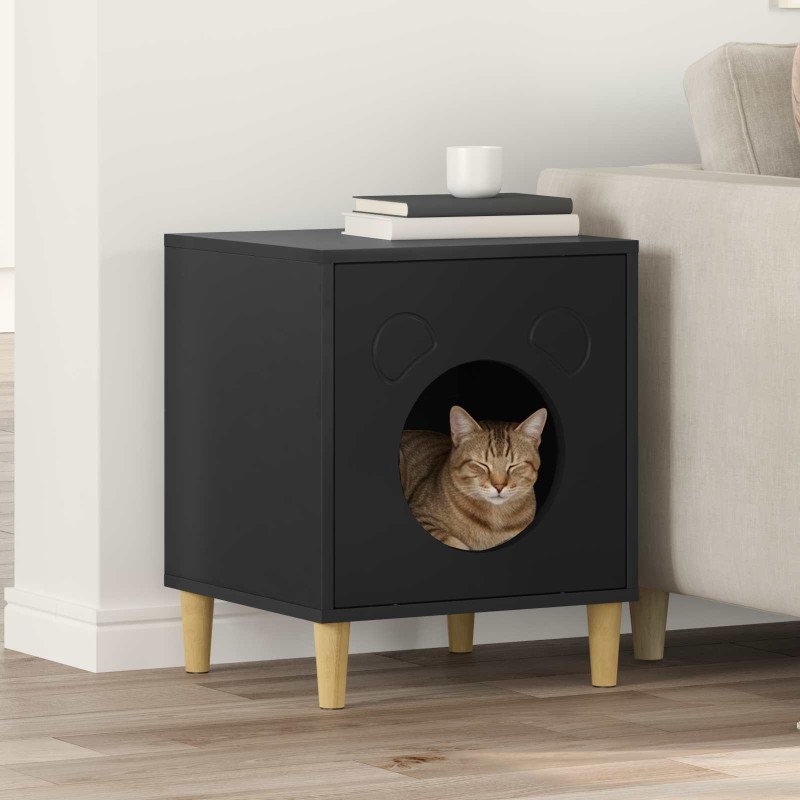 Maison pour chat Noir 42,5 x 40 x 53 cm Bois d'ingénierie 538113538113