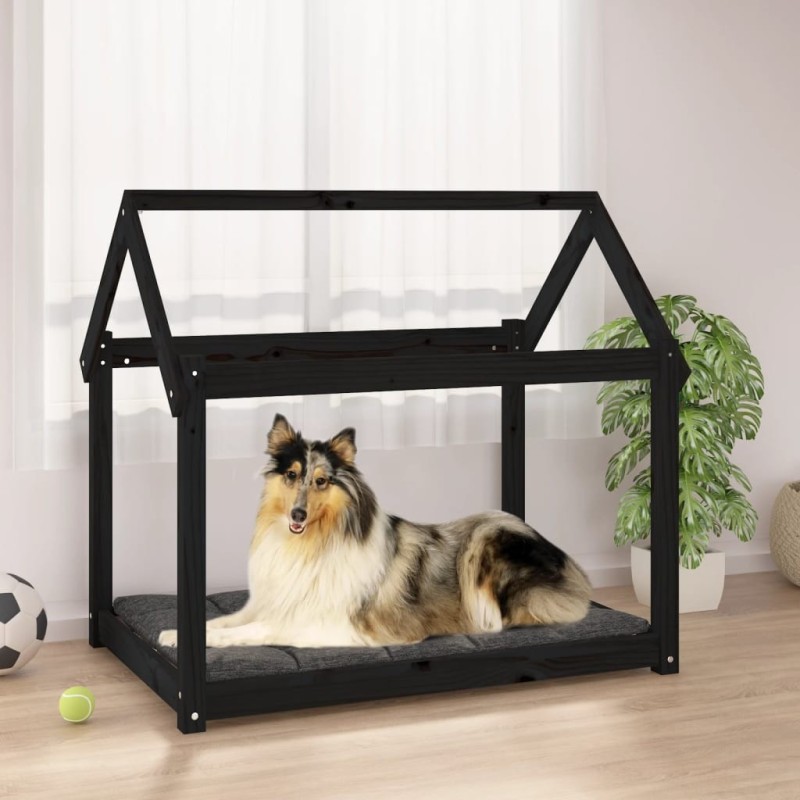 Lit pour chien Noir 101x70x90 cm Bois de pin solide 538115538115