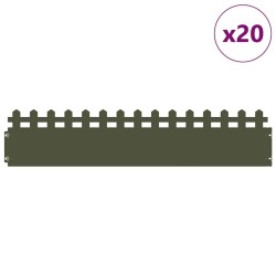 Bordures de pelouse 20 pcs Vert olive 103 x 0,05 x 22 cm Acier 538122538122