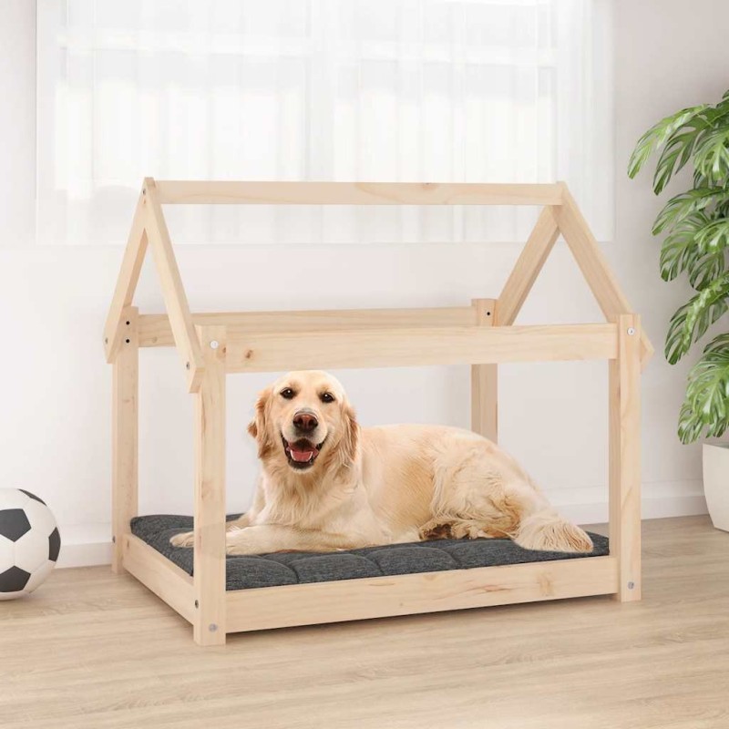 Lit pour chien 81x60x70 cm Bois de pin solide 538128538128