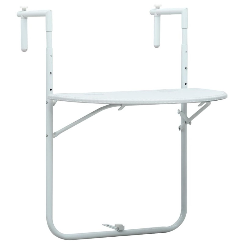 Table de balcon Blanc 60x64x83,5 cm Plastique Aspect de rotin 538129538129