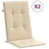 Coussins de chaise de jardin dossier haut lot de 2 beige tissu 538132538132