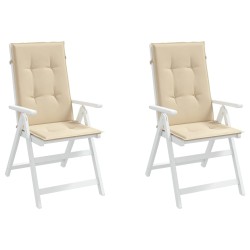 Coussins de chaise de jardin dossier haut lot de 2 beige tissu 538132538132