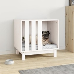 Niche pour chien Blanc 60x45x57 cm Bois de pin massif 538138538138