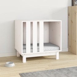 Niche pour chien Blanc 60x45x57 cm Bois de pin massif 538138538138