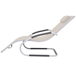 Chaise longue avec oreiller Aluminium et textilène Crème 538143538143