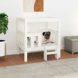 Lit pour chien Blanc 65,5x50,5x70 cm Bois de pin solide 538144538144