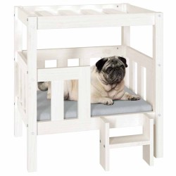 Lit pour chien Blanc 65,5x50,5x70 cm Bois de pin solide 538144538144