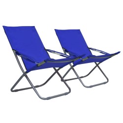 Chaises pliables de plage lot de 2 Tissu Bleu 538155538155