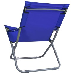 Chaises pliables de plage lot de 2 Tissu Bleu 538155538155