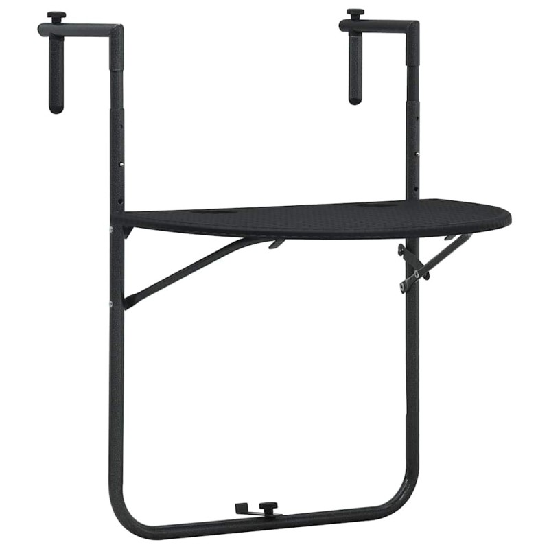 Table de balcon Noir 60x64x83,5 cm Plastique Aspect de rotin 538160538160