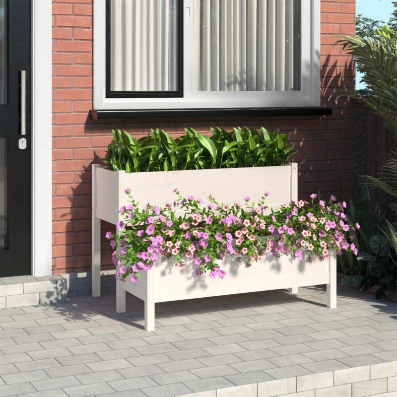 Jardinière Blanc 110x84x75 cm Bois massif de pin 538161538161