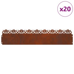 Bordures de pelouse 20 pcs Rouillé 103 x 0,05 x 22 cm 538173538173