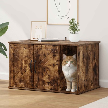 Maison pour chat Chêne fumé 85 x 55 x 50 cm Bois d'ingénierie 538185538185