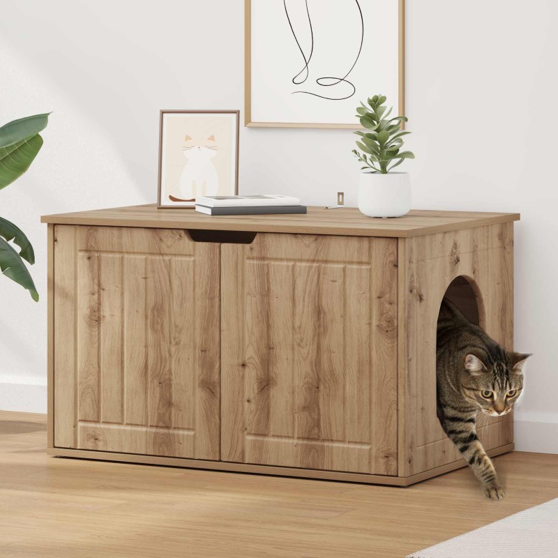 Maison pour chat Chêne artisan 85 x 55 x 50,5 cm 538191538191