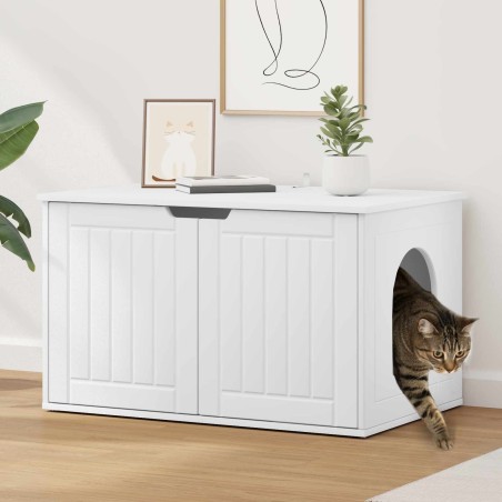 Maison pour chat Blanc 85 x 55 x 50,5 cm Bois d'ingénierie 538201538201