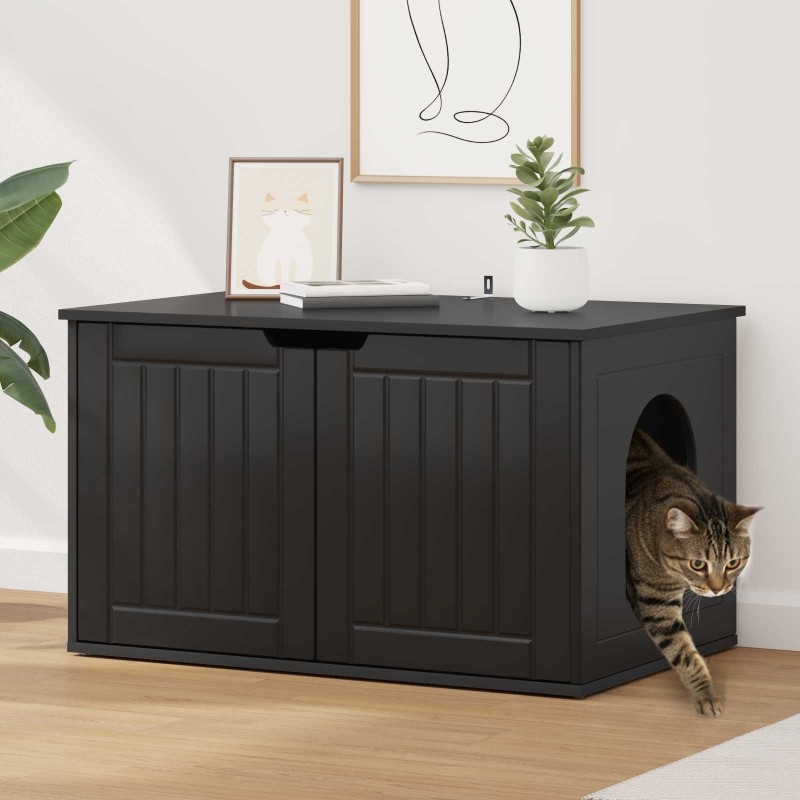 Maison pour chat Noir 85 x 55 x 50,5 cm Bois d'ingénierie 538209538209