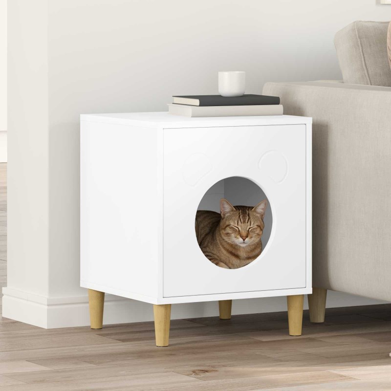 Maison pour chat Blanc 42,5 x 40 x 53 cm Bois d'ingénierie 538229538229
