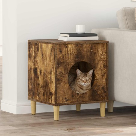 Maison pour chat Chêne fumé 42,5 x 40 x 53 cm Bois d'ingénierie 538235538235